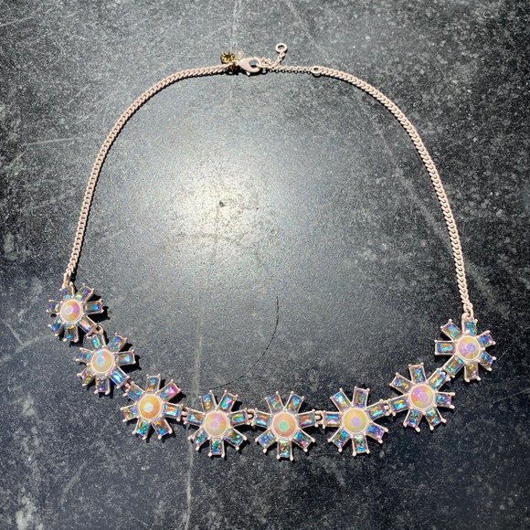 CREWCUTS BY J. CREW PINK & IRIDESCENT CRYSTAL STATEMENT NECKLACE NWOT - Picture 3 of 11